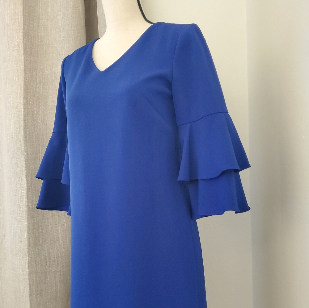 Blue Dress with Bell Sleeves
